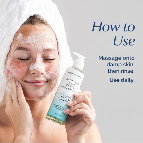 Regine Switzerland Hyaluronic Gel Facial Cleanser - Hydrating & Clarifying with Blue Sea Kale | Vegan, 8 fl oz