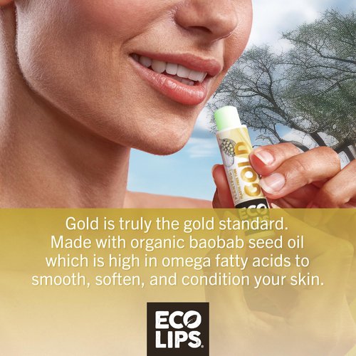 Eco Lips GOLD Organic Lip Balm with Baobab Oil – 6-Pack | USDA Organic, Moisturizing Lip Care for Dry, Chapped Lips | 100% Plastic-Free Packaging | Made in USA