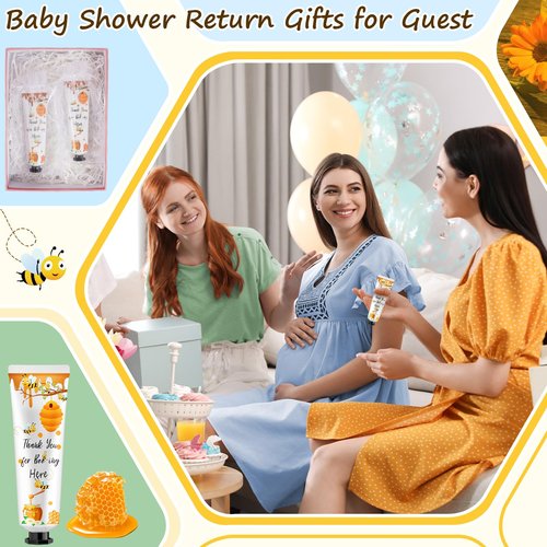 Swiffen 48 Sets Honey Hand Cream Gifts Bulk Baby Shower Favors for Guest a Little Honey Is on The Way Thank You for Bee-ing Here Travel Size Lotion with Organza Bags