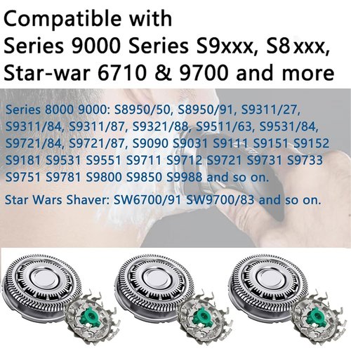 Philips SH90 Replacement Heads - Upgraded Blades for Series 9000 & 8000 Shaving Razors | Fits S9000, S8000 Models