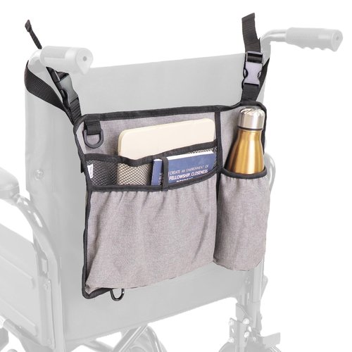 PEPE Mobility Wheelchair Basket for Back, Large Capacity Wheelchair Backpack Organizer Bag with Multiple Pockets and Cup Holder, Waterproof Storage Pouch for Seniors