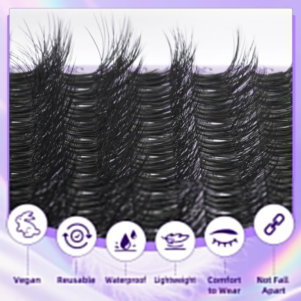 B&Q Lash Clusters Fluffy Wispy Voluminous - 144 PCS Feath5D 02 Layered Individual Cluster Lashes, Feathered Lightweight Eyelash Extensions in 8-18mm, Waterproof False Lashes