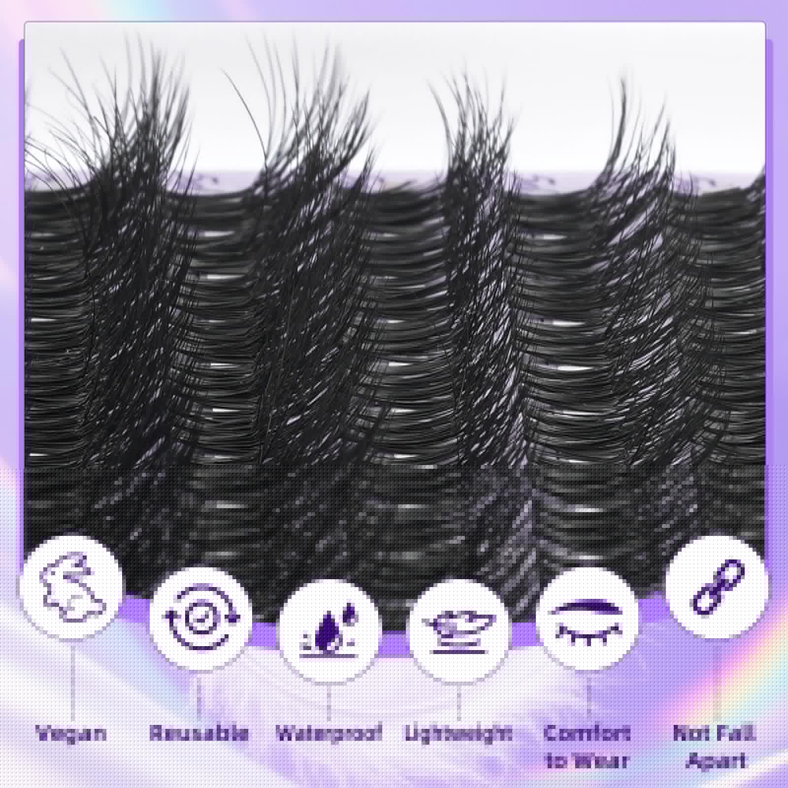 B&Q Lash Clusters Fluffy Wispy Voluminous - 144 PCS Feath5D 02 Layered Individual Cluster Lashes, Feathered Lightweight Eyelash Extensions in 8-18mm, Waterproof False Lashes