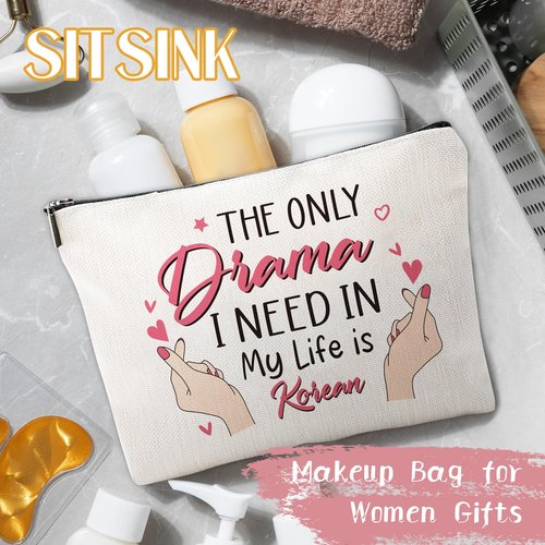 Sitsink Korean Drama Fan Gifts - Funny Gifts for K-pop Lovers, Small Makeup Bag Korean Stuff Merch Gifts for Women, Korean Accessories Essential Gifts for Friends Besties Birthday Christmas Gifts