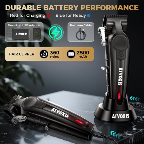 ATVOXIS Hair Clippers for Men Professional, Cordless Barber Clippers for Hair Cutting, Maquina para Cortar Pelo De Hombre