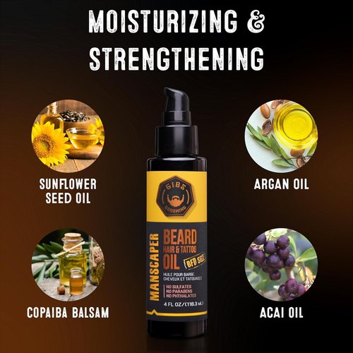 GIBS Beard Oil - Softens & Strengthens Beard Growth, Moisturizes Skin | Available in 4 Scents & 2 Sizes