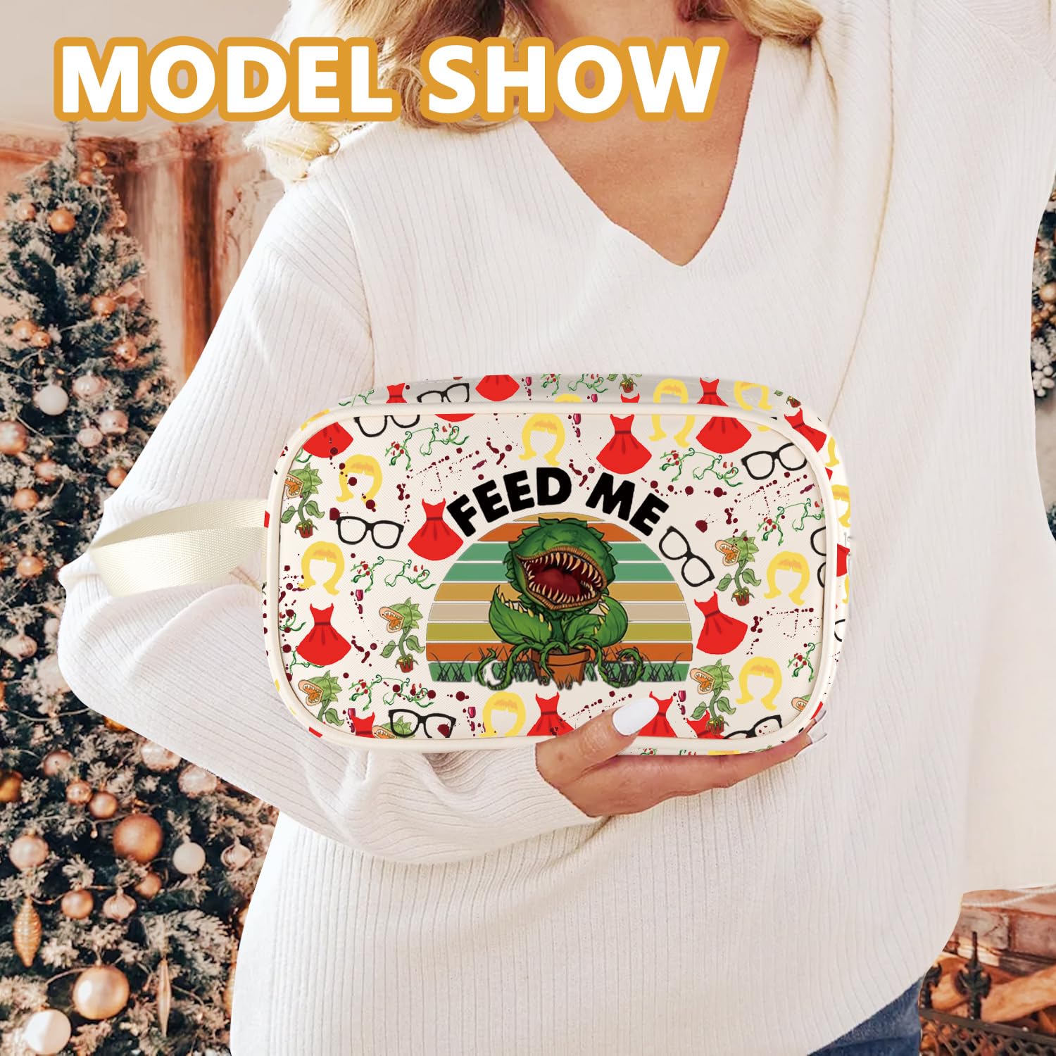 XYANFA Little ShopHorrors Inspired Makeup Bag Horror Movie Fans Gift Spooky Horror Musical Toiletry Bag (FEED ME t-m)