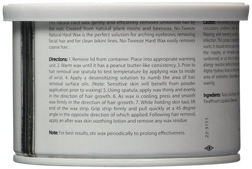 no tweeze All-Natural Hair Removal Wax - Beeswax, Hard Wax for Hair Removal, Strip-Free Waxing Kit for Women, Ideal for Face, Bikini & Eyebrows, 14 oz