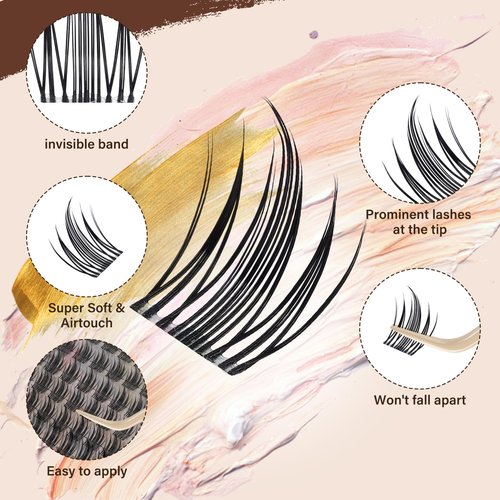 JMS&JMS Vivid Lash Clusters Kit Natural Cluster Lashes Invisible Band with Lash Bond and Seal Eyelash Applictor Lash Remover Eyelash Brush Lash Extension Kit for Beginner (Coco-8-18mix)