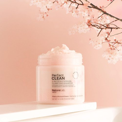 NatureLab.TOKYO Perfect Clean Scalp Scrub - Limited Edition Cherry Blossom Scent | 2-in-1 Hair Treatment for Shine | 8.1 OZ