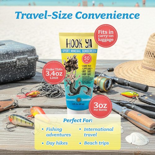 Hawaii Reef Compliant Non-Nano Mineral Sunscreen - 3oz Travel Size | UVA/UVB Protection, Fragrance-Free