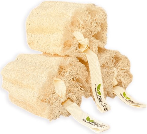 NileCart Natural Loofah Pack of 3 Scrubbies for Body Egyptian lufa Body Scrubber - A Natural Body Exfoliator Scrubber Loofah for Men & Women Made of Egyptian Luffa Sponges for Bath & Shower