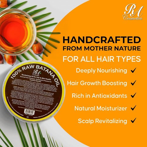 RA Cosmetics 100% Natural Unrefined Batana Hair Oil - Nourishing Moisturizer for Damaged Hair, 16 oz | Strengthens & Repairs
