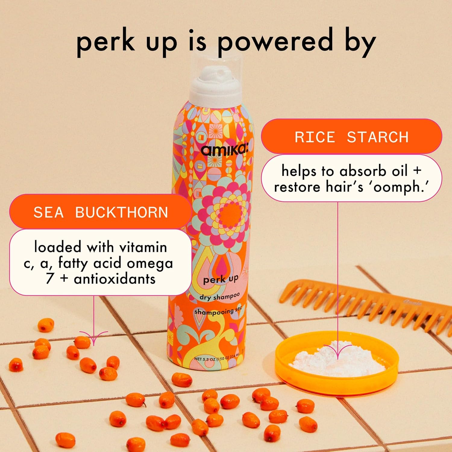 Amika Perk Up Talc-Free Dry Shampoo - Refreshing Roots with Volume, No White Residue, All Hair Types