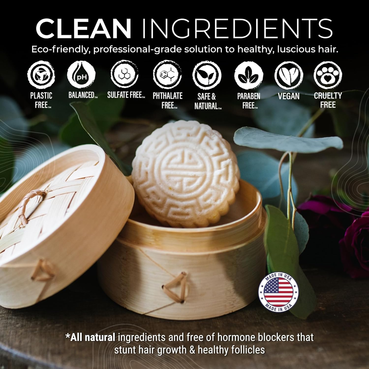 Viori Citrus Yao Shampoo & Conditioner Bar Set - Handcrafted Rice Water Formula for Hair Growth | Eco-Friendly Bamboo Holder