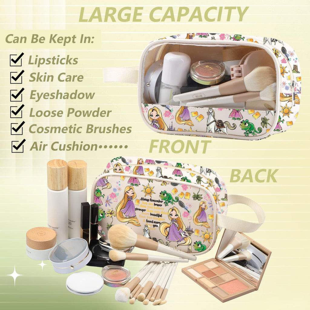 WZMPA Princess Hair & Sun Cosmetic Bag Fairy Tales Fans Gift You Are Braver Stronger Beautiful Than You Know Hair Movie Makeup Zipper Pouch Bag (Always Hair-CMB)