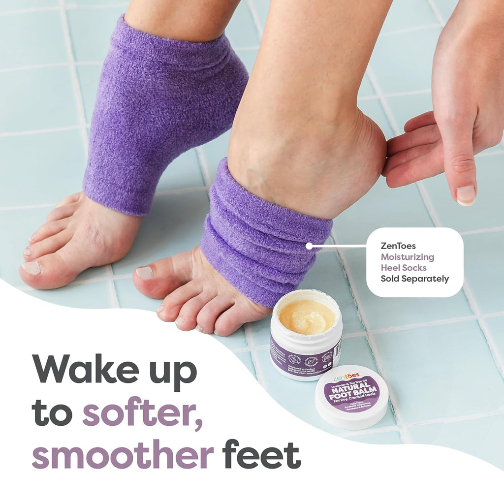 ZenToes Natural Foot Balm - Hydrating Cream for Dry, Cracked Heels & Feet | Enriched with Coconut & Tea Tree Oils | 2oz