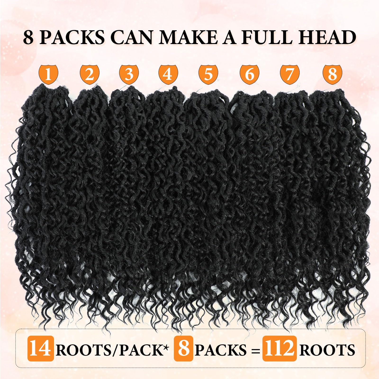 Wodun Goddess Locs Crochet Hair 18inch, 8 packs Faux Locs Crochet Hair,Pre-looped Crochet Hair with Curly Ends, River Locs Crochet Hair For Black Women (18 Inch (Pack of 8), 1B)