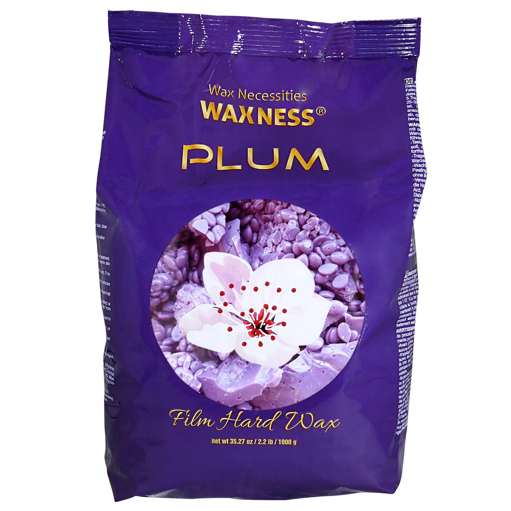 Waxness Film Hard Wax Beads Plum 2.2 lb (1 kg) – Stripless Professional Hard Wax with Plum Scent for Face & Body, Smooth Application – Made in Italy