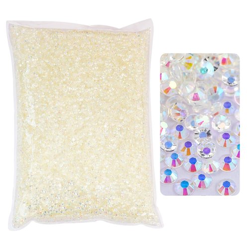 Blinginbox 5000pcs Flatback Rhinestones,Resin Non Hotfix Rhinestones Large Quantity Wholesale for Crafts DIY Creative Design,Clothes,Makeup,Nail Art (6mm=0.24",Transparent Clear AB)