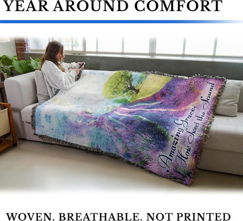 Pure Country Weavers Amazing Grace Blanket - Woven Cotton Tapestry Throw | Made in The USA (72x54)