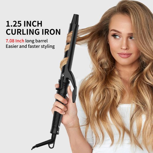 MCH Ceramic Curling Iron with 7-Inch Barrel, Adjustable Temperature, LED Display, and Dual Voltage for Long Hair - Professional Curling Wand with Instant Heat up to 450°F