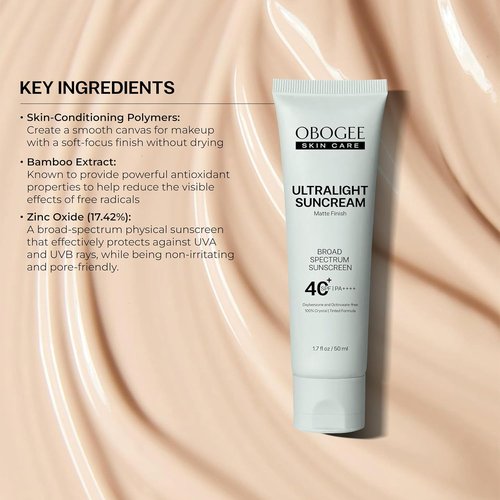 Skiennix Ultralight Sun Cream (SPF 40) - 50 mL | 100% Mineral, Oil-Free Sunscreen - Smooths Skin & Controls Shine