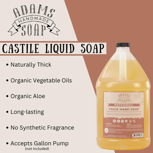 Adams Handmade Soap Thick Organic Castile Liquid Hand Soap 1 Gallon Refill - Patchouli