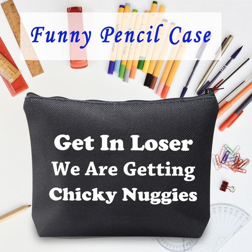 LEVLO Funny Chicken Nuggets Gifts Get In Loser Makeup Bags For Best Friend Christmas Gifts (Buggies+black)