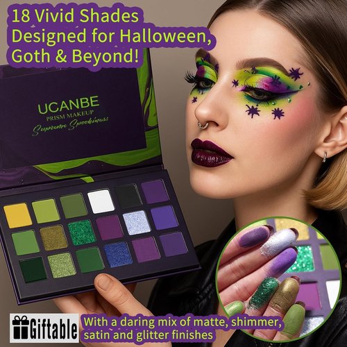 Skiennix Goth Eyeshadow Palette - 18 Colors Matte & Shimmer for Halloween & Cosplay | Bright & Dark Shades