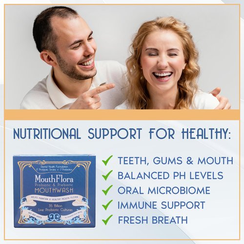 Probiotic & Prebiotic Mouthwash for Adults | Dry Mouth and Oral Thrush Relief | Gum Health Mouthwash | 30 Pack