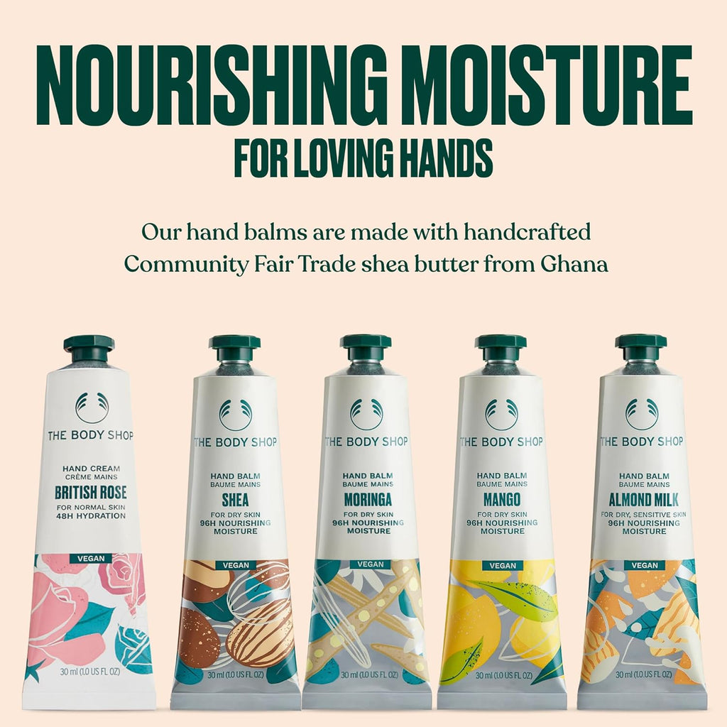 The Body Shop Handcare Collection Gift Set - 5 Vegan Hand Balms in British Rose, Shea, Moringa, Mango & Almond Milk