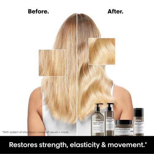 L'Oréal Professionnel Paris Absolut Repair Shampoo & Rinse-Off Serum Set - Strengthens Dry, Damaged Hair with Peptide Bonder & Amino Acids, Sulfate-Free