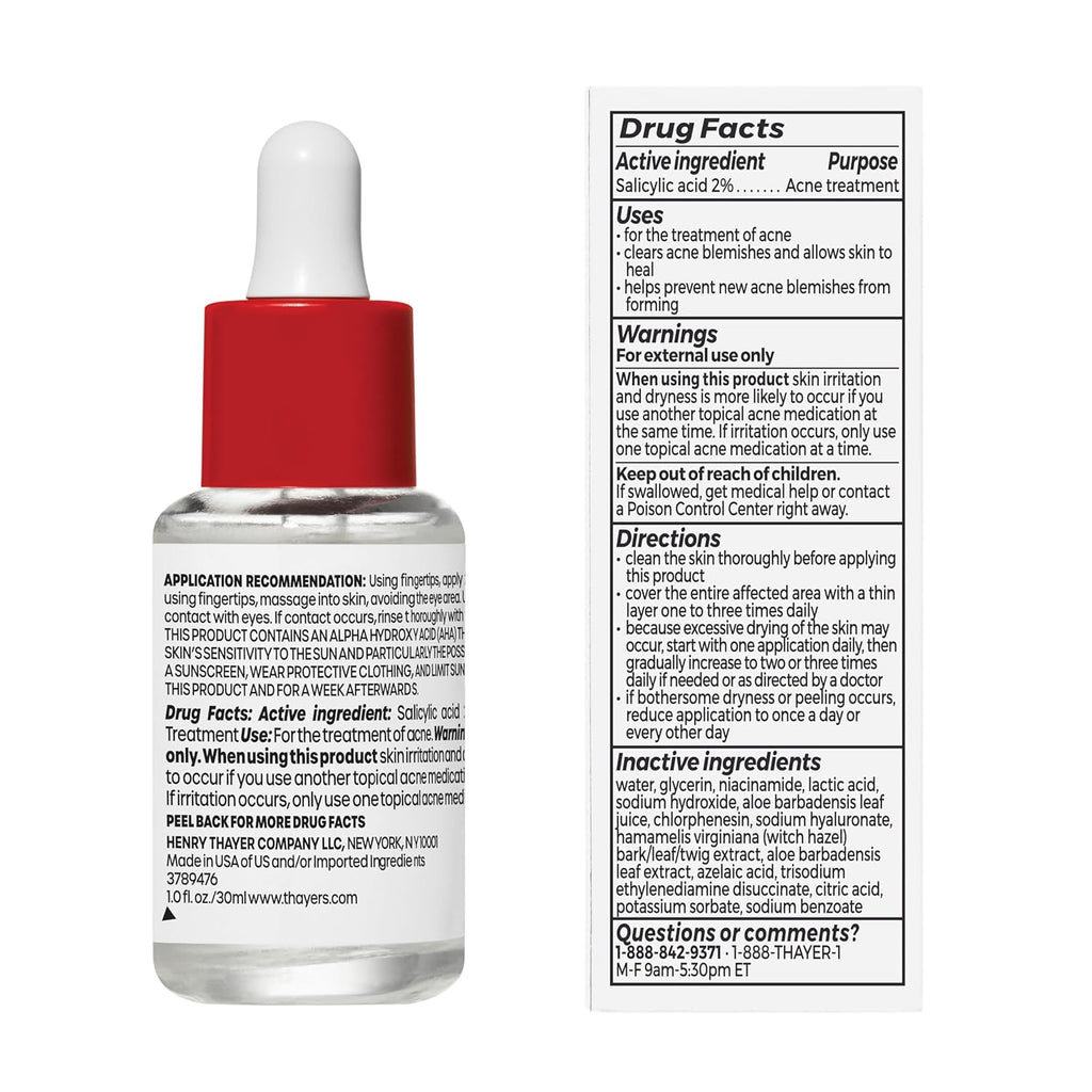 Thayers Acne Serum - Double Action Treatment with 2% Salicylic Acid & Niacinamide | 1 Fl Oz