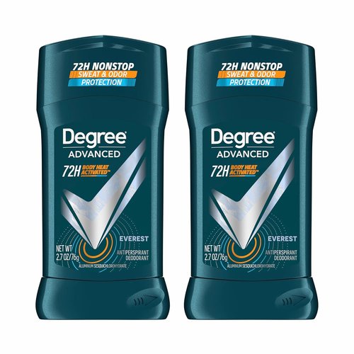 Degree Men Advanced Antiperspirant Deodorant - 72-Hour Sweat & Odor Protection | Body Heat Activated, 2.7 oz (2 Count)