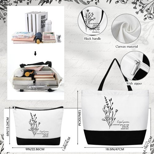 Abbylike 20 Pcs Christian Easter Gift Bags Set Faith Inspirational Tote Bag Religious Makeup Bag Gifts for Wife Mom Women(Boho Spanish)