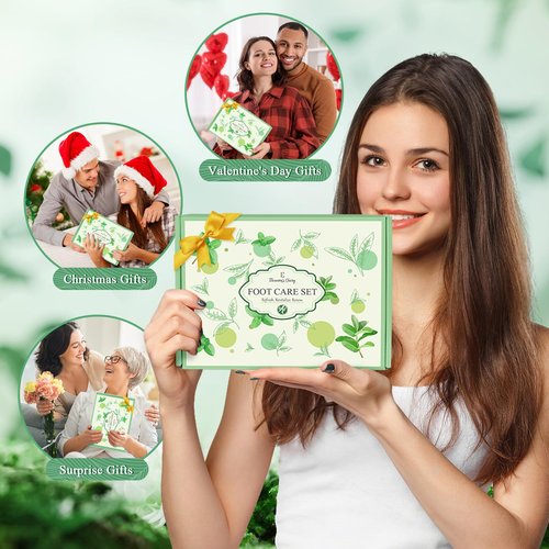 Gift Baskets for Women, Eleanore's Diary 4pcs Tea Tree Foot Soak Set-Suit for Dry Cracked Feet, Foot Care Easter Mothers Day Birthday Gifts, Spa Day Gifts Set for Mom Her Sister Friends Wife Grandma