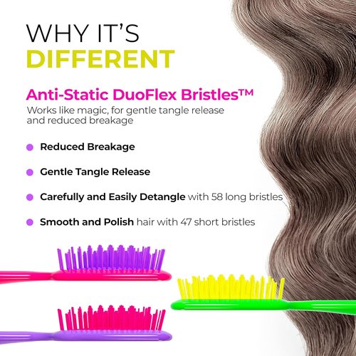 FHI Heat UNbrush Detangling Brush - Pain-Free Hair Brush for All Hair Types | 3-Pack Neon Collection