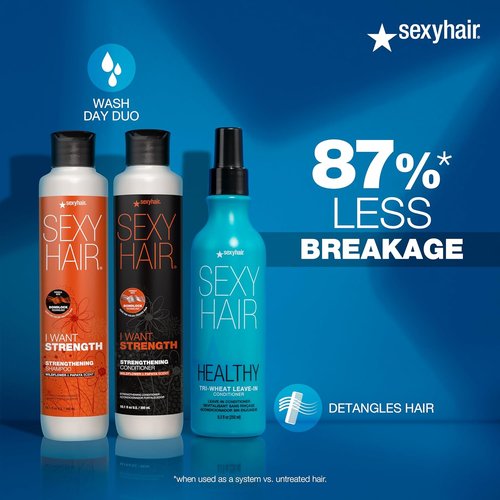 SexyHair Healthy Tri-Wheat Leave-In Conditioner - 90% Better Detangling | Reduces Breakage & Enhances Shine