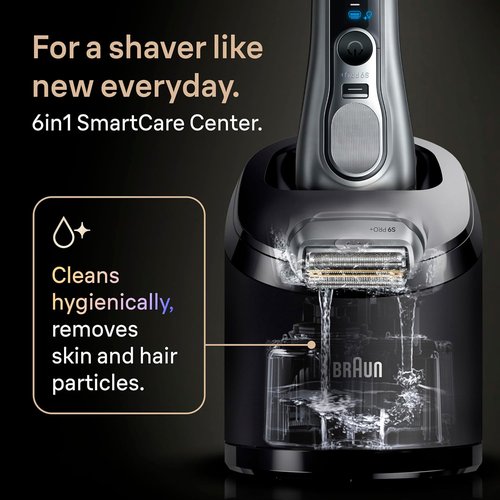 Braun Series 9 PRO+ Electric Shaver - Wet & Dry Razor with Pro SensoAdapt & 6-in-1 SmartCare Center | Silver