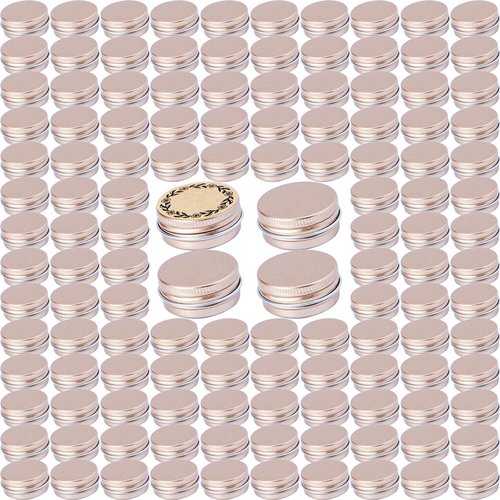 270pcs 0.5 oz / 15ml Bulk Packaging Screw Top Aluminum Tin Jar with Screw Lid and Blank Labels (Champagne)