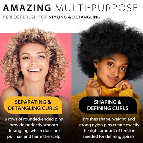 Skiennix Hair Brush Set - 2 PCS Classic Styling Brushes for Curly, Thick Hair | Detangling & Shaping Tools