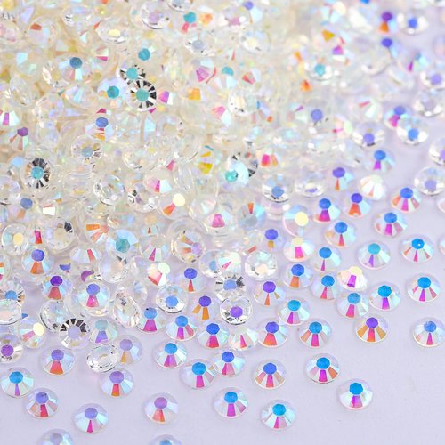 Blinginbox 5000pcs Flatback Rhinestones,Resin Non Hotfix Rhinestones Large Quantity Wholesale for Crafts DIY Creative Design,Clothes,Makeup,Nail Art (6mm=0.24",Transparent Clear AB)