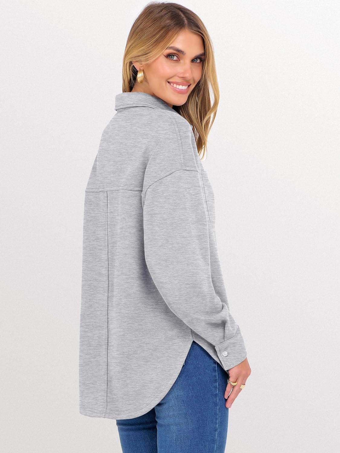 ANRABESS Oversized Sweatshirt for Women - Casual Long Sleeve Tunic with Side Slit & Button Detail | Fall 2025 Fashion