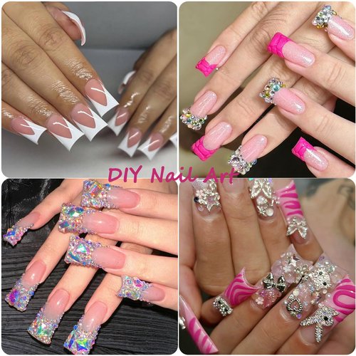 ASONRL 500Pcs Clear Duck Nail Tips Short - 10 Sizes Pre-Shaped Professional Press Ons for Nail Extension, Half Cover Acrylic Soft Gel Tips for Home DIY Nail Salon With Box