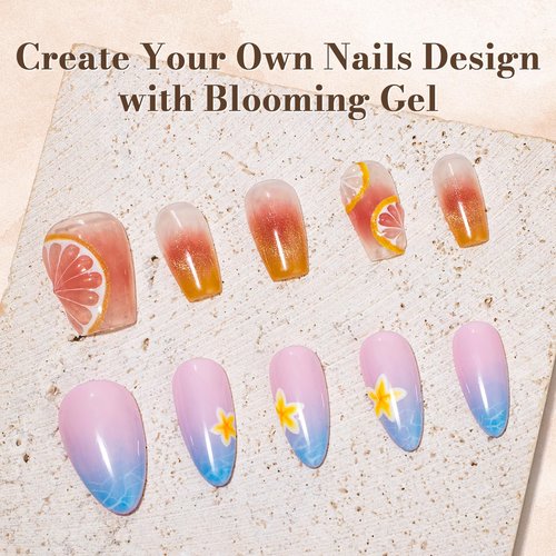 MelodySusie 2PCS Clear Blooming Gel for Nail Design, Marble Watercolor UV Gel Nail Polish, Spreading Effect Sheer Painting Gel Nail Art Supplies, Nail Salon Manicure at Home for Women, 0.53 Fl Oz