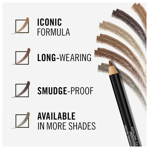 Rimmel London Eyebrow Pencil - Long-Wearing, Highly Pigmented with Built-In Brush | Dark Brown, 0.05oz