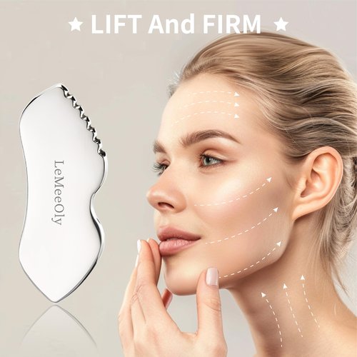 LeMeeOly Stainless Steel GuaSha & Eye Cream Applicator Facial Tools, Metal Guasha for Face Neck, Eye Massager Tool, Lymphatic Drainage Face Massage Tool, Skin Care Gift