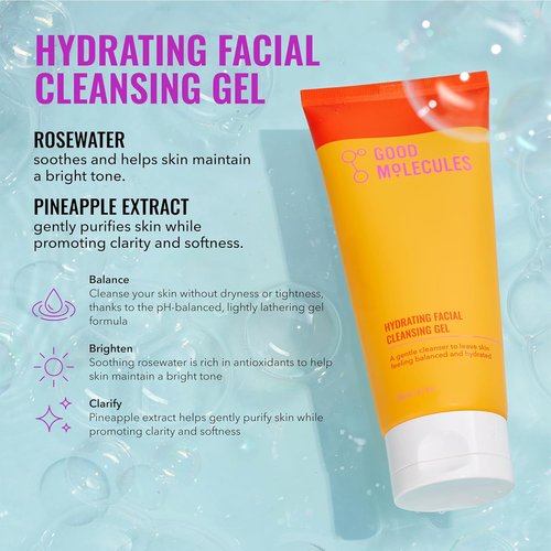 Good Molecules Daily Skincare Routine Set - Hydrating Cleanser, Toner, Serum & More | 5 Essential Pieces