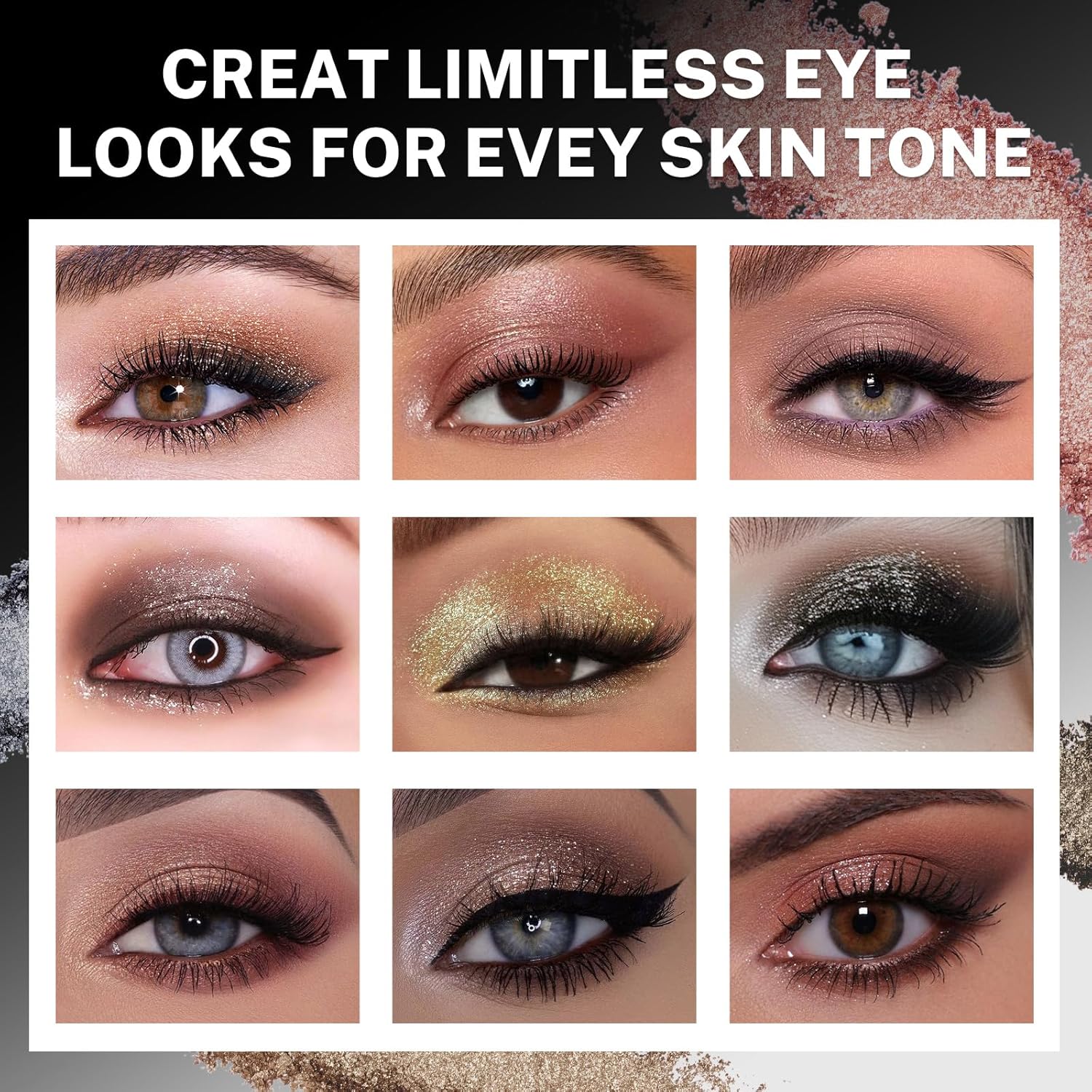 UCANBE Baked Eyeshadow Palette - 16 Highly Pigmented Nude Colors with Matte & Glitter Finish